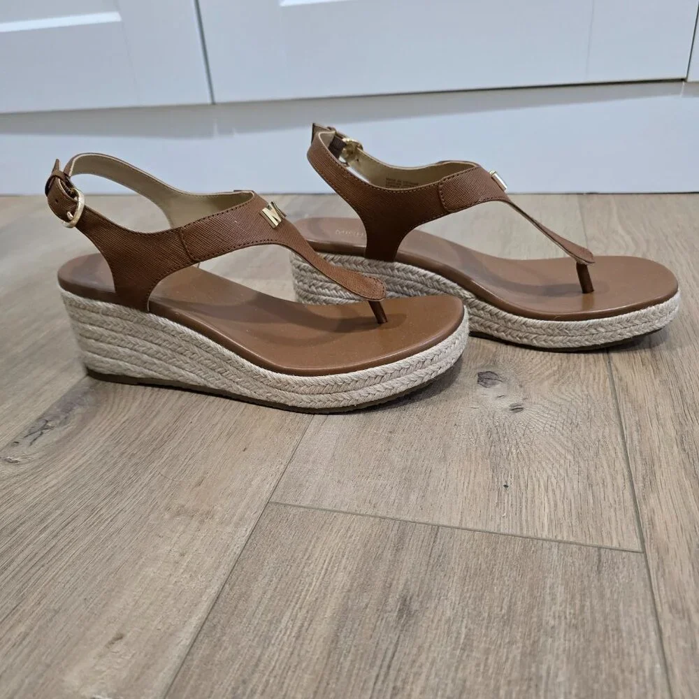 Michael Kors Leather Thong Platform Wedge Size 8 - Picture 2 of 6